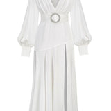 Phoebe V-neck Belted Slit Maxi Dress