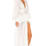 Phoebe V-neck Belted Slit Maxi Dress