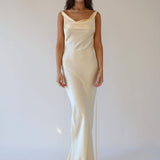Persis Cowls Backless Satin Maxi Dress
