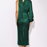 Judith Sequins Halterneck Asymmetry Midi Dress