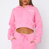 Offstage Cropped Zip Hoodie Bubblegum