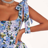 Kacey Hydrangea Printed Strap Maxi Dress