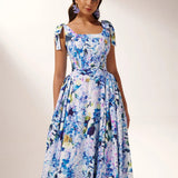 Kacey Hydrangea Printed Strap Maxi Dress
