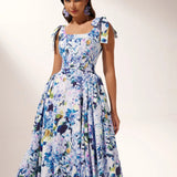 Kacey Hydrangea Printed Strap Maxi Dress
