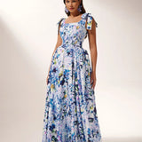 Kacey Hydrangea Printed Strap Maxi Dress