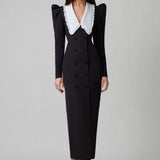 Kathy Peter Pan Collar V-neck Midi Dress