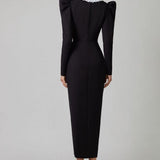 Kathy Peter Pan Collar V-neck Midi Dress