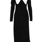 Kathy Peter Pan Collar V-neck Midi Dress