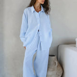 Khaki Cotton Linen Relaxed Long Sleeve Two Piece Set