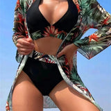 Kimono Halter High Waist Three Two Piece Set