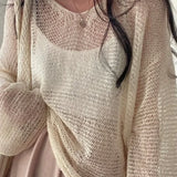 Knitted Openwork Loose Long Sleeve Chic Blouse