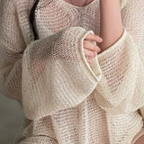 Knitted Openwork Loose Long Sleeve Chic Blouse