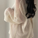 Knitted Openwork Loose Long Sleeve Chic Blouse