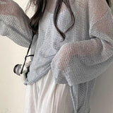 Knitted Openwork Loose Long Sleeve Chic Blouse