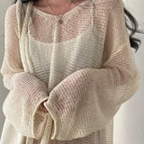 Knitted Openwork Loose Long Sleeve Chic Blouse