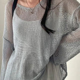 Knitted Openwork Loose Long Sleeve Chic Blouse