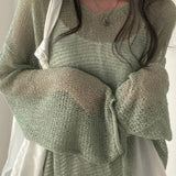 Knitted Openwork Loose Long Sleeve Chic Blouse