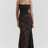 Meira - Shoulder-On Floral Lace Maxi Dress