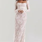 Meira - Shoulder-On Floral Lace Maxi Dress