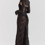 Meira - Shoulder-On Floral Lace Maxi Dress