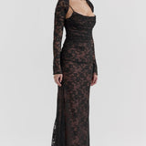 Meira - Shoulder-On Floral Lace Maxi Dress