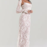 Meira - Shoulder-On Floral Lace Maxi Dress