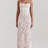 Meira - Shoulder-On Floral Lace Maxi Dress