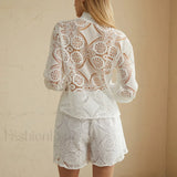 Lace Overlay Two Trendy Piece Shorts Set