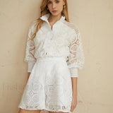 Lace Overlay Two Trendy Piece Shorts Set