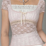 Lace Patchwork Crop Blouse
