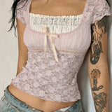 Lace Patchwork Crop Blouse