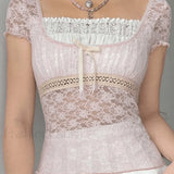 Lace Patchwork Crop Blouse