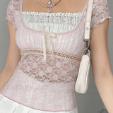 Lace Patchwork Crop Blouse
