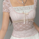 Lace Patchwork Crop Blouse