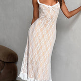 Lace Patchwork Graceful Cami Midi Dress