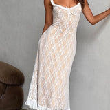 Lace Patchwork Graceful Cami Midi Dress