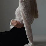 Lace Ruffle Cuff Trendy Long Sleeve Shirt