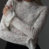 Lace Ruffle Cuff Trendy Long Sleeve Shirt