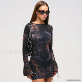 Leopard Flared Sleeve Mini Dress