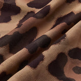 Leopard Print Semi-Sheer Ruffle V-Neck Blouse