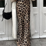 Leopard Print Slim Maxi Skirt