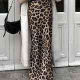 Leopard Print Slim Maxi Skirt