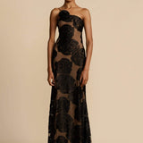 Lindsay Floral Printed One Shoulder Maxi Dress
