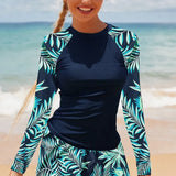 Long Sleeve Print Diving Suit Two Piece Set