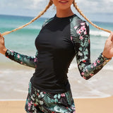 Long Sleeve Print Diving Suit Two Piece Set