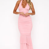 Electric Love Halter Midi Dress Baby Pink