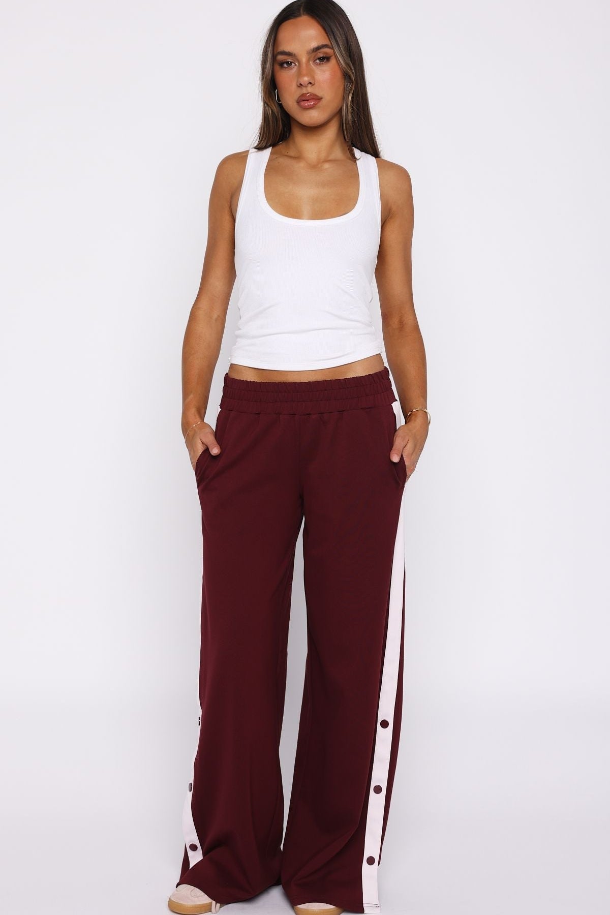 Our Bridges Burned Wide Leg Pants Burgundy
