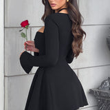 Salomé | A-Line Pleated Full Sleeves Mini Dress