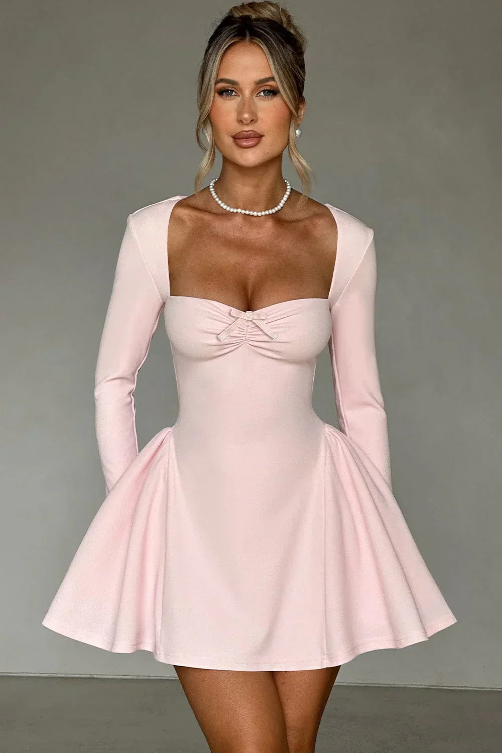 Salomé | A-Line Pleated Full Sleeves Mini Dress
