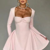 Salomé | A-Line Pleated Full Sleeves Mini Dress